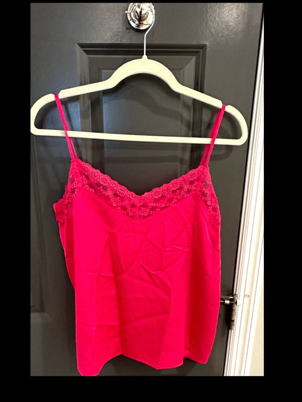 NWT J. Crew Hot Pink Camisole with Lace AR960 Size S